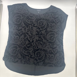 LANE BRYANT Black Velvet Burnout Blouse Size 14/16